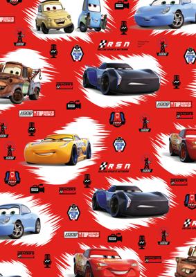 Rol Cadeaupapier Rood Cars