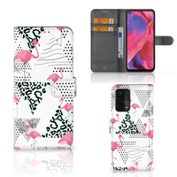 OPPO A54 5G | A74 5G | A93 5G Telefoonhoesje met Pasjes Flamingo Triangle - thumbnail