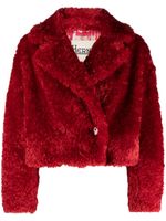 Herno cropped faux fur double-breasted jacket - Rouge