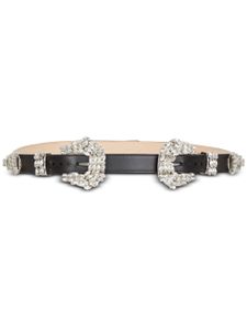 Balmain ceinture en cuir à ornements en cristal - Noir