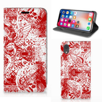 Mobiel BookCase Apple iPhone Xr Angel Skull Rood - thumbnail