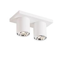 QAZQA - Moderne plafondspot wit 2-lichts - Tubo | Woonkamer | Slaapkamer | Keuken - Aluminium Langwerpig - GU10 Geschikt voor LED - Max. 2 x 15 Watt