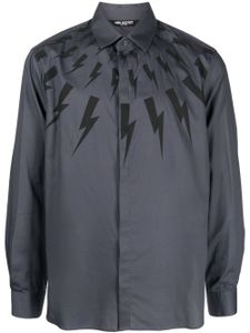 Neil Barrett chemise en coton à imprimé Thunderbolt - Bleu