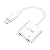 LogiLink UA0433 - USB-C adapter met PD-laadpoort (PowerDelivery) max. 60 W, hoofdtelefoon gebruiken en tegelijkertijd de telefoon opladen