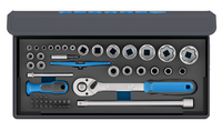 Gedore TC 19 20 MU-10 | Dopsleutelset 1/4" + 1/2" | in etui met CT-module | 52-delig - 3085031