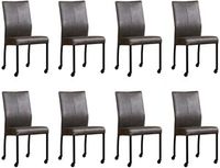 Set van 8 Donkergrijze leren moderne eetkamerstoelen Comfort - poot vierkant zwart met wiel - Vintage Leer Grey (donkergrijs leer) - thumbnail