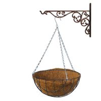 Hanging basket 35 cm met ijzeren muurhaak en kokos inlegvel - thumbnail