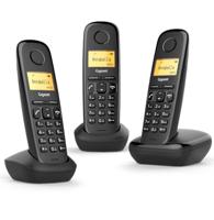 Gigaset A170 Trio - Drie draadloze DECT-telefoons - verlicht grafisch display - eenvoudig te bedienen - eenvoudige installatie, zwart