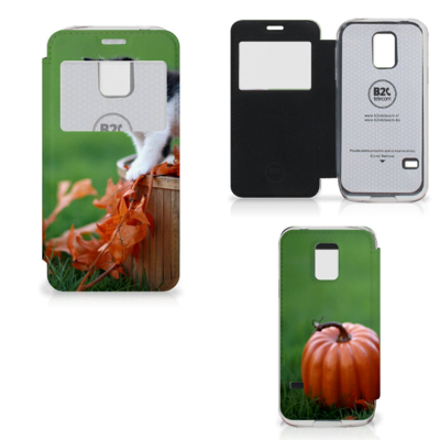 Samsung Galaxy S5 Mini Telefoonhoesje met Pasjes Kitten