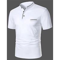 Voor heren POLO Shirt Golfshirt Straat Casual Opstaand Gestreepte kraag Korte mouw Modieus Basic Effen Klassiek Zomer Normale pasvorm Marine Zwart Wit Rood POLO Shirt Lightinthebox