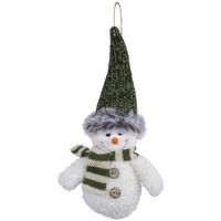 Kersthanger pluche sneeuwpop knuffeltje - 15 cm   -