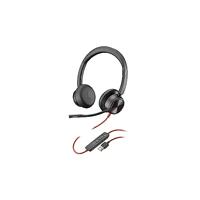 Poly Stereo-headset 'Blackwire 8225' met USB-A-aansluiting, Active Noise Cancelling en flexibele microfoonarm, zwart