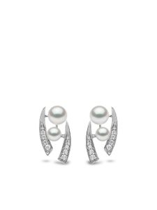 Yoko London puces d'oreilles Trend en or blanc 18ct ornées de diamants et de perles - Argent