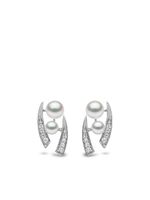 Yoko London puces d'oreilles Trend en or blanc 18ct ornées de diamants et de perles - Argent - thumbnail