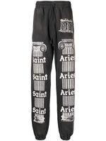 SAINT MXXXXXX slogan-print cotton track pants - Gris - thumbnail