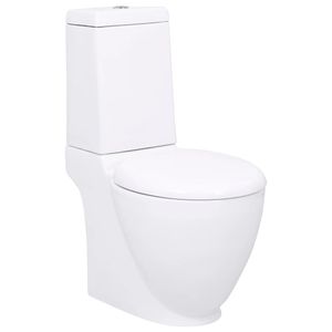 VidaXL Toilet rond afvoer onder keramiek wit