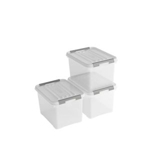 Curver Handy+ Opbergbox - 20L - 3 stuks - Transparant met deksel