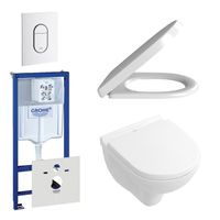 Villeroy & Boch O.Novo Toiletset - compact - softclose en quickrelease zitting - bedieningplaat verticaal wit - wit 0729205/0729242/0124182/sw68867/ - thumbnail