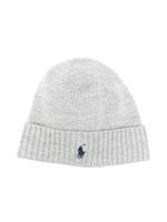 Ralph Lauren Kids bonnet en maille à logo brodé - Gris