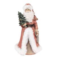 Clayre & Eef Beeld Kerstman 23 cm Rood Polyresin Kerstfiguren