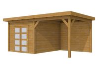 Woodvision Douglas Tuinhuis Topvision Roek geïmpregneerd 303x303 cm + luifel 300 cm