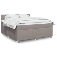 vidaXL Boxspring met matras stof taupe 180x200 cm, boxspring, ledikant, bedframe, bed, boxspring bed, bedbodem, seniorenbed, senioren bed