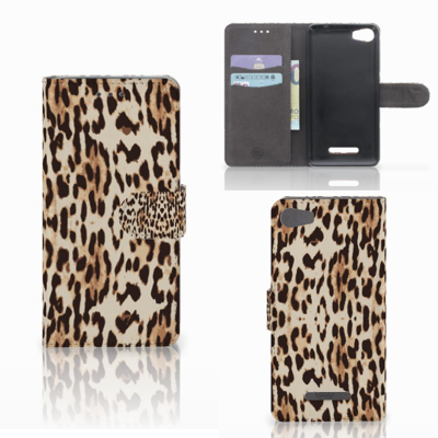 Wiko Lenny 2 Telefoonhoesje met Pasjes Leopard Wiko Lenny 2 Telefoonhoesje met Pasjes Leopard