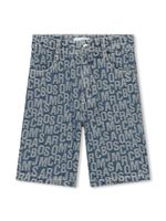 Marc Jacobs Kids short en jean à motif monogrammé - Bleu