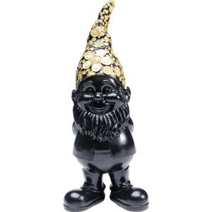 KARE Design Deco Figurine Gnome Standing Black Gold 30cm decoratief beeld & figuur Zwart, Goud Polyresin (hars)