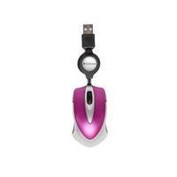Verbatim Go Mini - USB Optical Travel Mouse with Retractable Cable, hot pink
