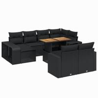 vidaXL 11-delige Loungeset met kussens poly rattan zwart, tuinset, tuinmeubel, terrasset, tuinbank, terrasmeubel, loungebank, loungeset tuin