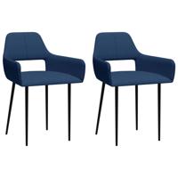 vidaXL Eetkamerstoelen 2 st stof blauw