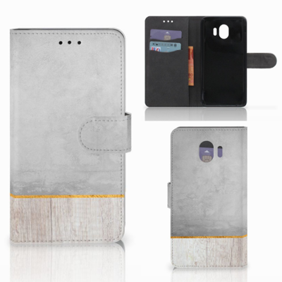 Samsung Galaxy J4 2018 Book Style Case Wood Concrete