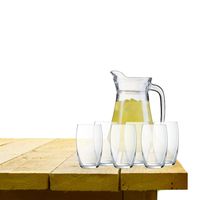 Luminarc schenkkan/waterkan van glas 1.6 liter met 6x waterglazen van 375 ml