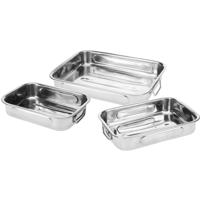 Excellent Houseware Braadsledes/ovenschalen - set van 3x stuks - rvs metaal - zilver   -