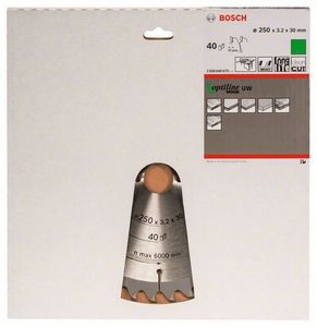 Bosch Accessories Optiline 2608640670 Hardmetaal-cirkelzaagblad 250 x 30 x 3.2 mm Aantal tanden: 40 1 stuk(s)