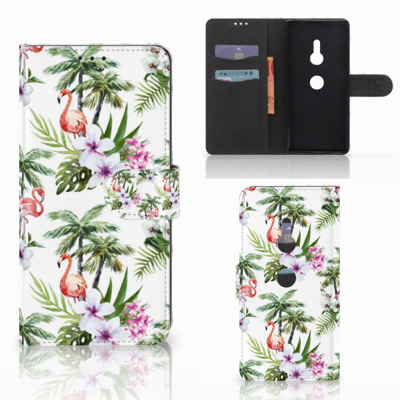 Sony Xperia XZ3 Telefoonhoesje met Pasjes Flamingo Palms Sony Xperia XZ3 Telefoonhoesje met Pasjes Flamingo Palms