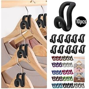 10 stks kleerhanger connector haak, antislip fluwelen coating hangers, massaal hanger extender haken ruimtebesparende zware kleerhangers haken voor kastorganizer Lightinthebox