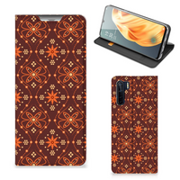 OPPO Reno3 | A91 Hoesje met Magneet Batik Brown - thumbnail