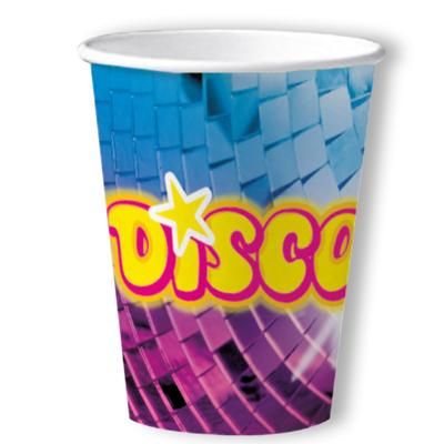 Disco feest wegwerp bekertjes - 10x - 250 ml - karton - jaren 80/disco themafeest Disco feest wegwerp bekertjes - 10x - 250 ml - karton - jaren 80/disco themafeest