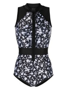 Duskii maillot de bain fleuri à fermeture zippée - Noir