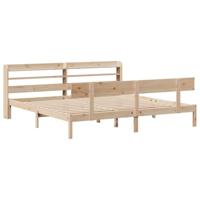 vidaXL Bedframe met hoofdbord massief grenenhout 180x200 cm, bed, bed ombouw, boxspring, bedbodem, slaapkamermeubel, twijfelaar bed, 2 persoonsbed