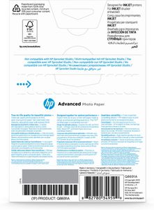 HP Advanced Photo-papier, glanzend, 250 g/m2, 10 x 15 cm (101 x 152 mm), 25 vellen