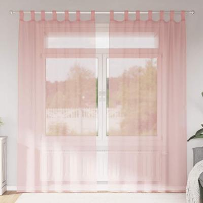 Gordijnen voile met roedezakken 2 st roze