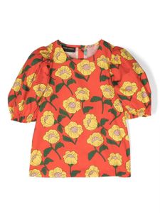 Mini Rodini blouse fleurie à manches bouffantes - Rouge