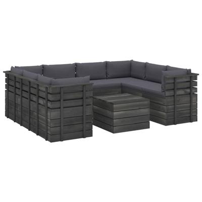 vidaXL 9-delige Loungeset met kussens pallet massief grenenhout vidaXL 9-delige Loungeset met kussens pallet massief grenenhout