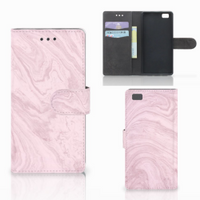 Huawei Ascend P8 Lite Bookcase Marble Pink - Origineel Cadeau Vriendin