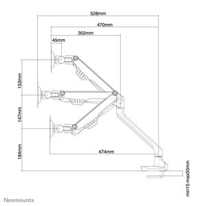 Neomounts FPMA-D750SILVER Monitor-tafelbeugel 1-voudig 25,4 cm (10) - 81,3 cm (32) Grijs Zwenkbaar, Roteerbaar, Kantelbaar