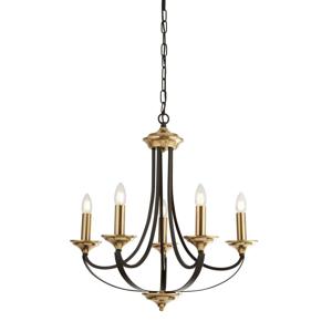 Searchlight Klassieke kroonluchter Belfry 5-lichts 58cm brons met goud 1845-5BZ