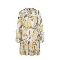 comma gebloemde semi-transparante geweven tuniek wit/lime/groen